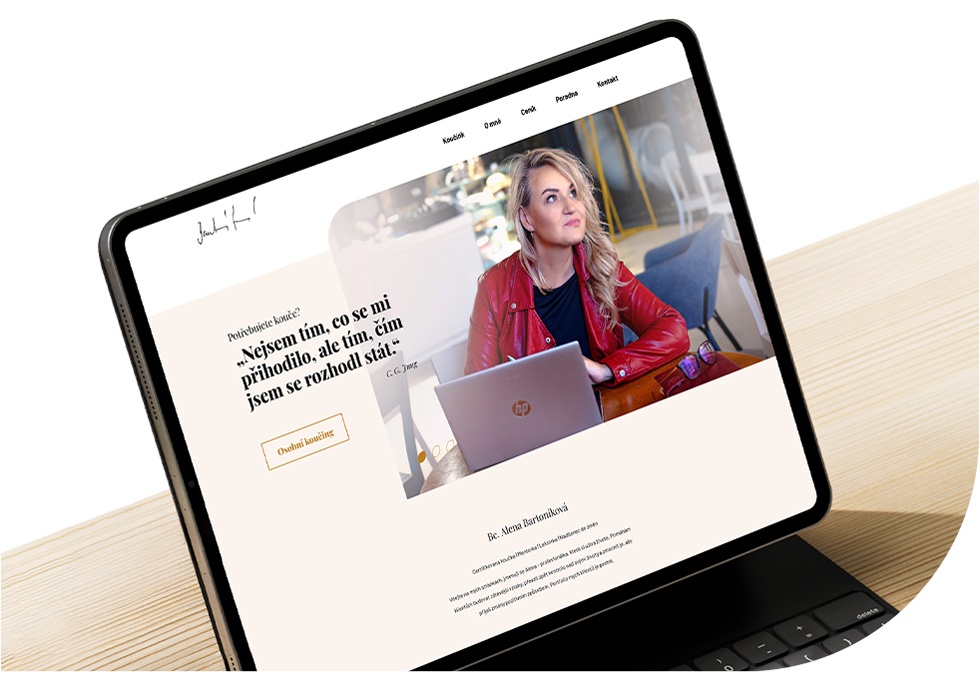 Ukázka nového webu pro koučku Alenu Bartoníkovou