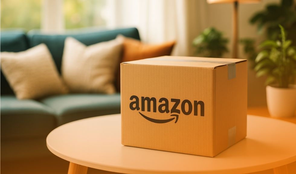Doprovodná fotografie zásilky z Amazonu Nové logo amazonu - přečtěte si