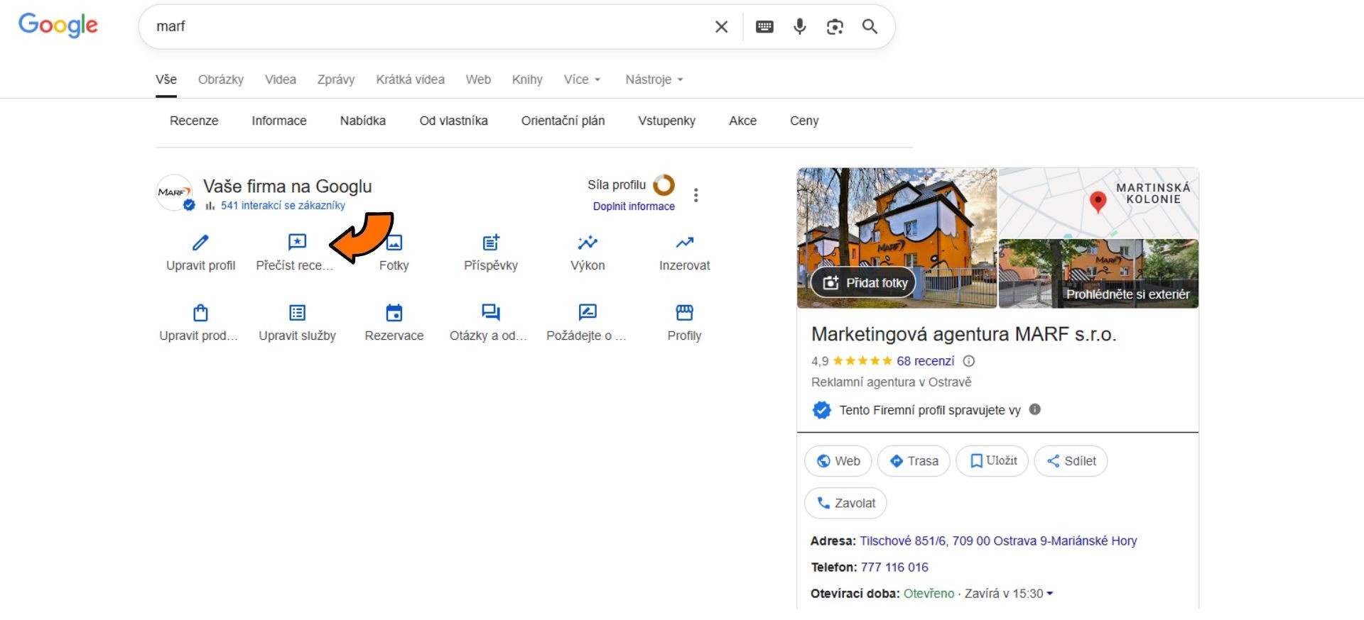 Recenze na Google - přihlášení