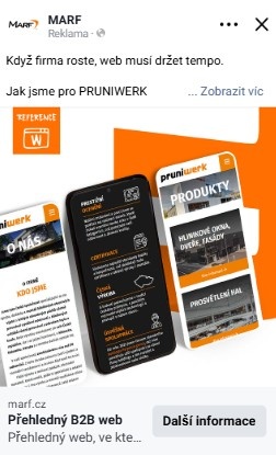 Ukázka B2B reference Facebook reklamy MARF