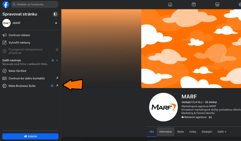 Výběr Meta Business Suite